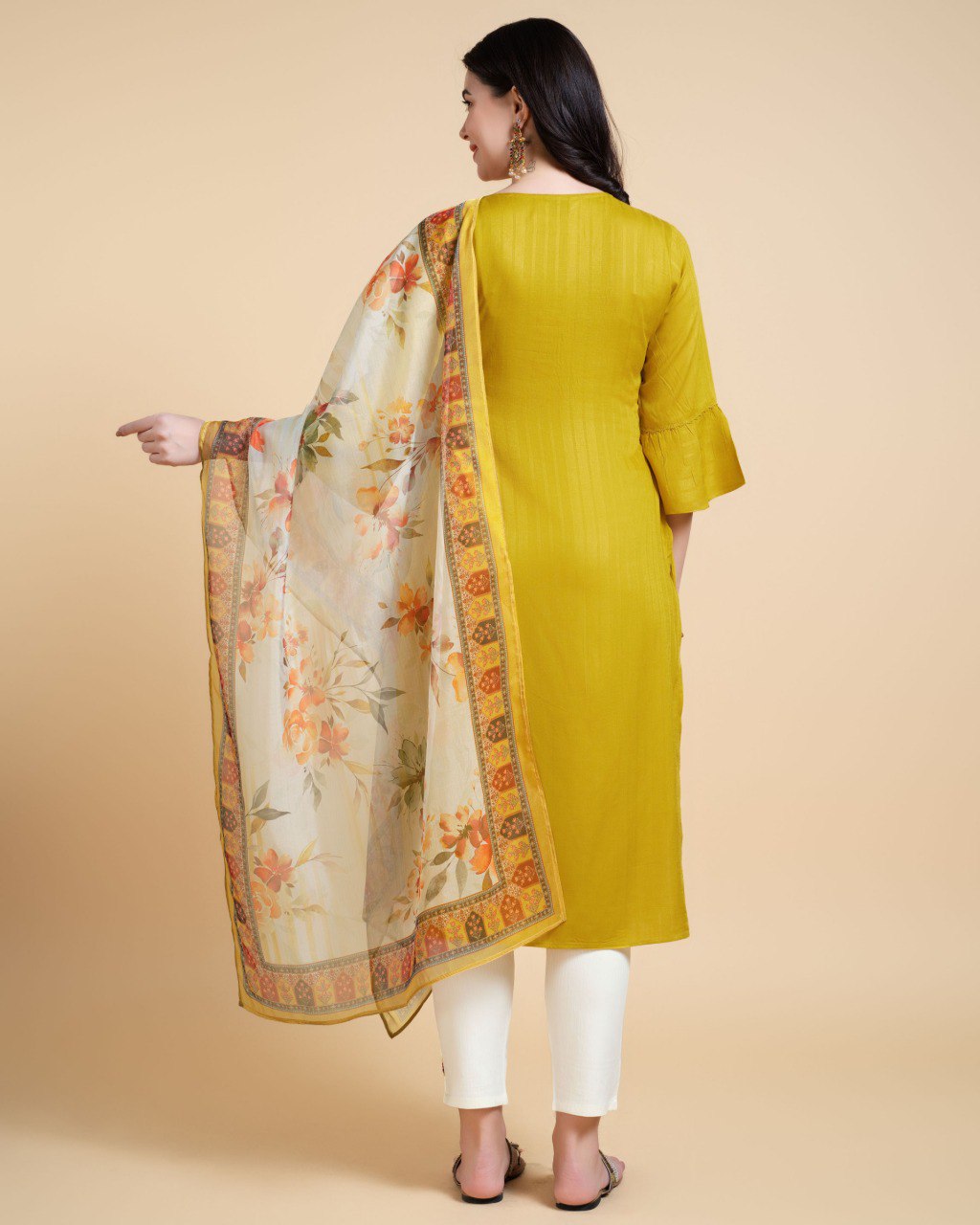 Yellow Rayon Embroidered Kurta Set for Women