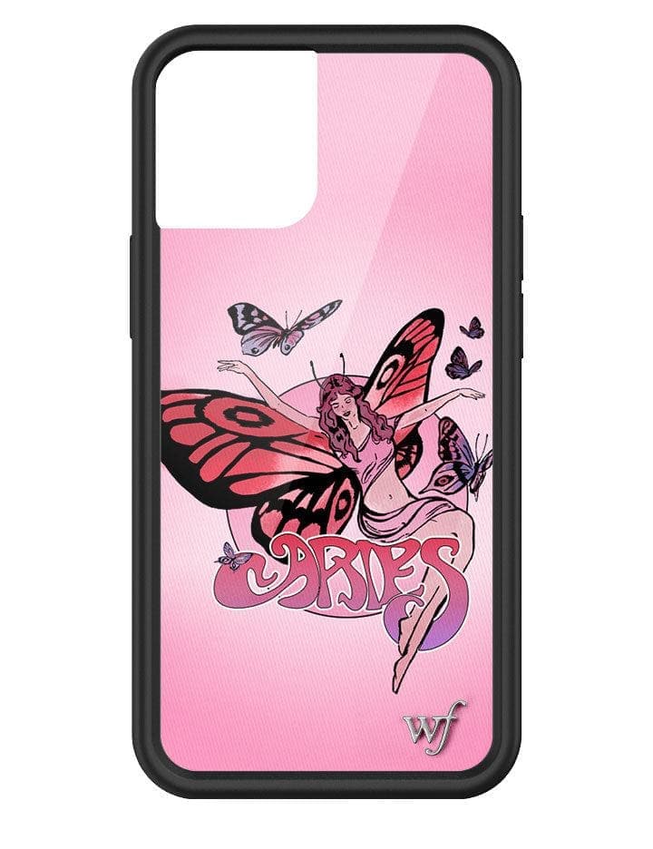 Aries Zodiac Fairy iPhone Case with Butterfly Art Pink