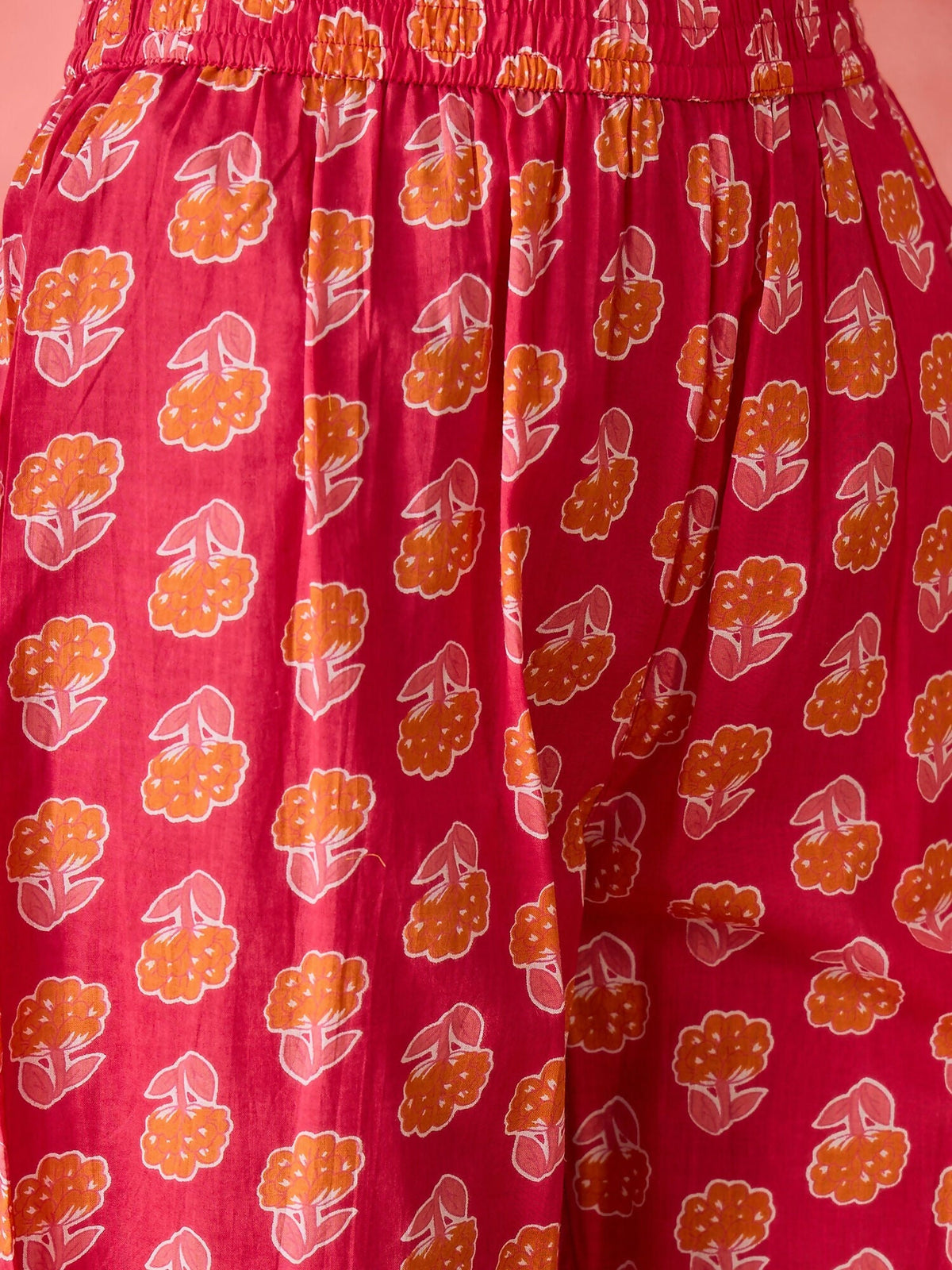 Women's Printed Pink Pure Cotton Kurta Set