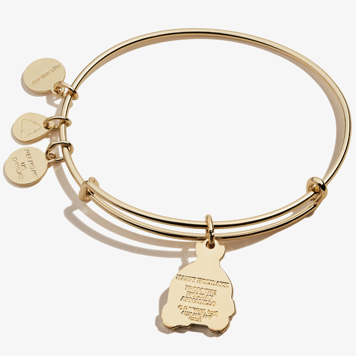FRIENDS™ Holiday Armadillo Gold Tone Charm Bangle Bracelet