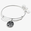 Gossip Girl branded logo charm bangle in silver and black tones