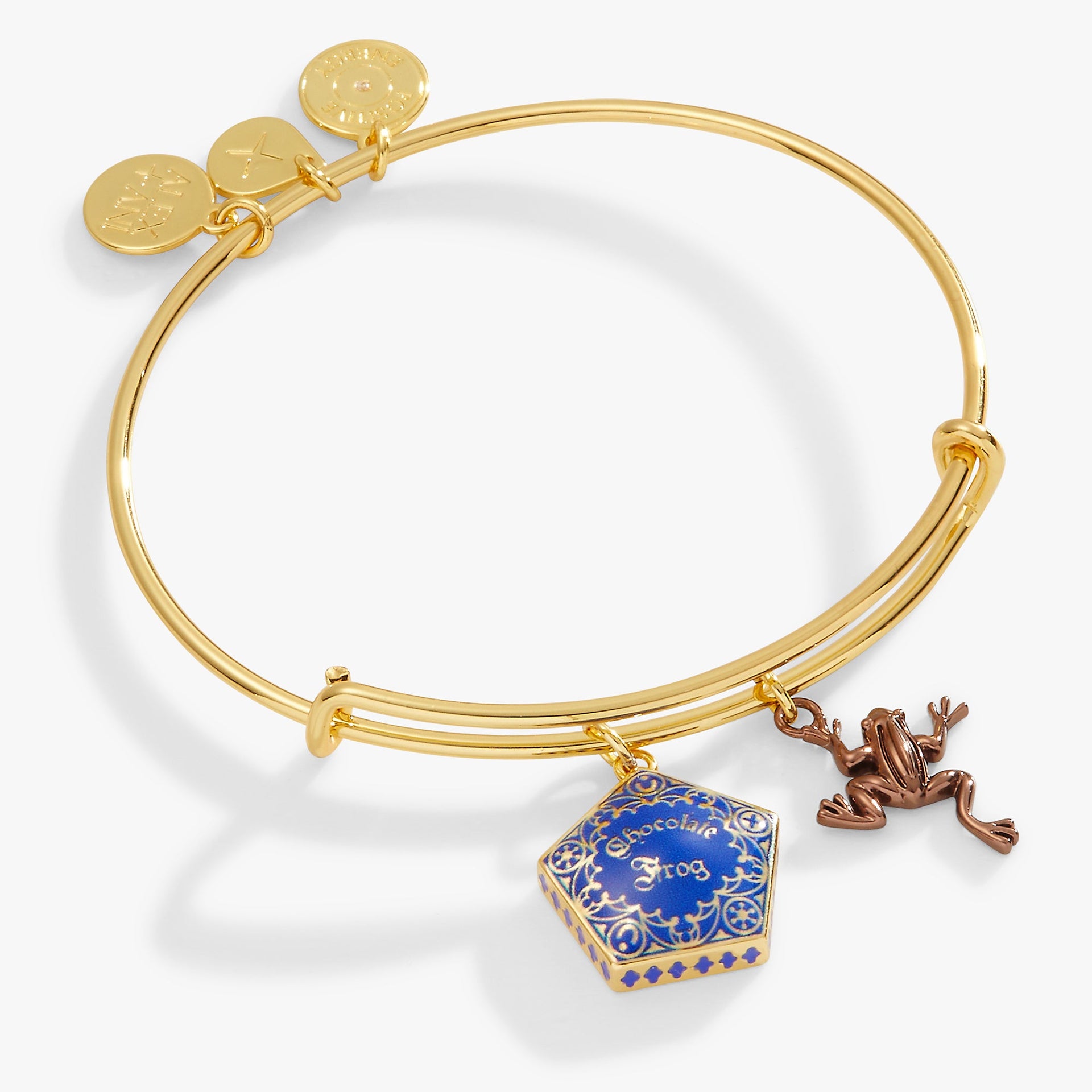 Harry Potter Chocolate Frog two-charm expandable bangle in shiny gold finish