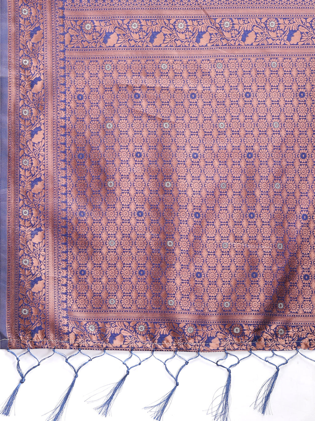 Sky Blue Cotton Saree with Contrast Pallu and Buta Work
