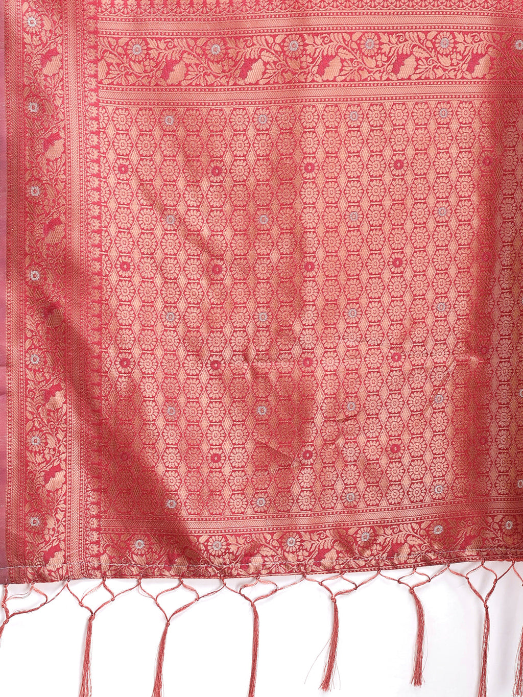 Peach Cotton Saree with Contrast Pallu and Subtle Buta Work