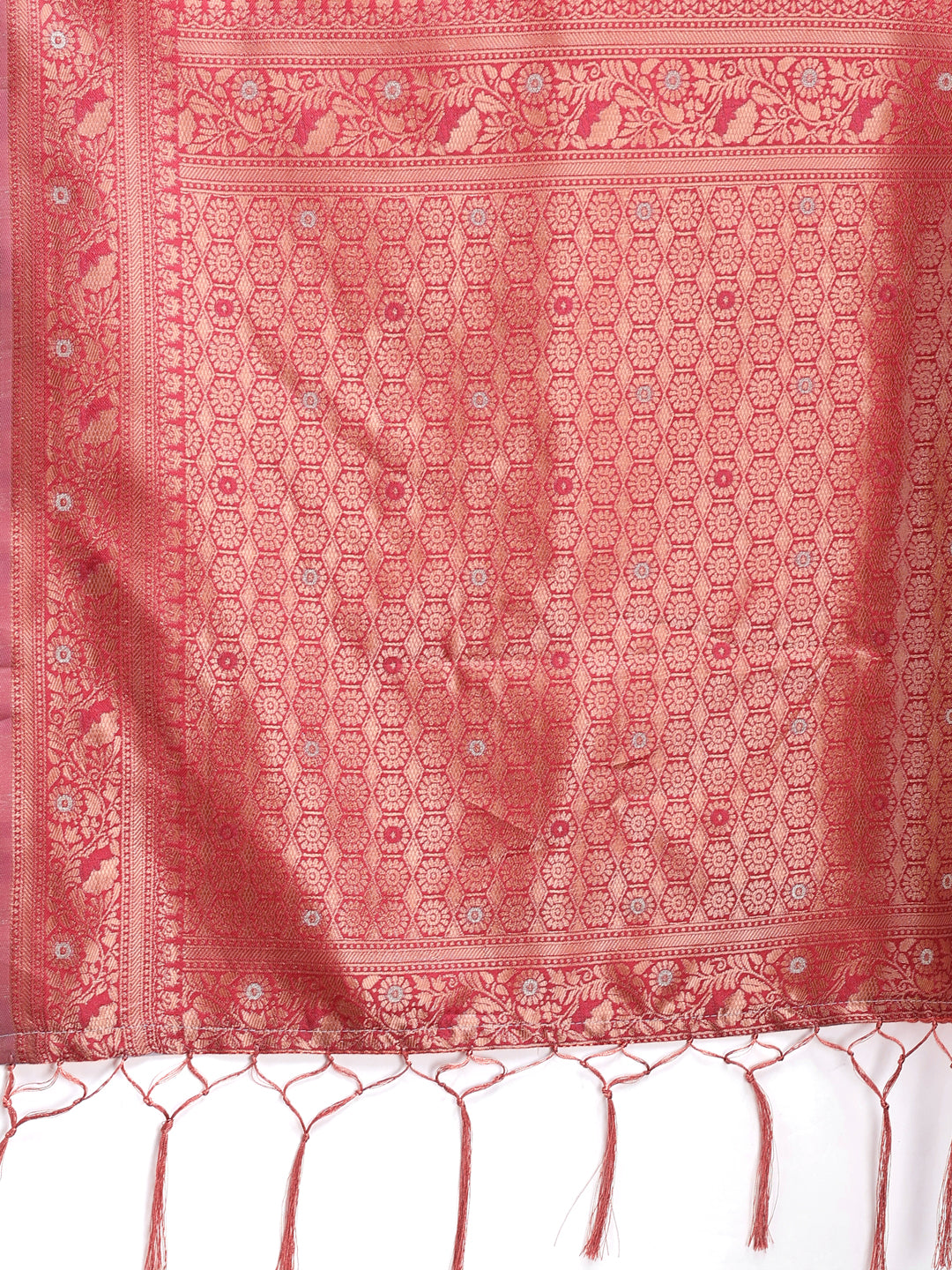 Peach Cotton Saree with Contrast Pallu and Subtle Buta Work
