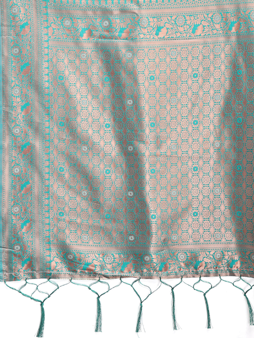 Light Green Cotton Saree with Contrast Pallu and Buta Work