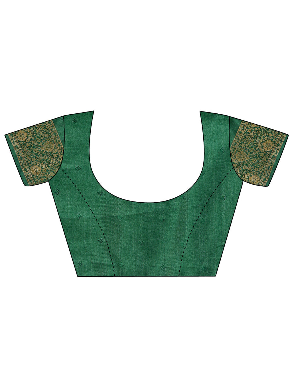 Cream and Green Banarasi Silk Saree with Woven Zari Work