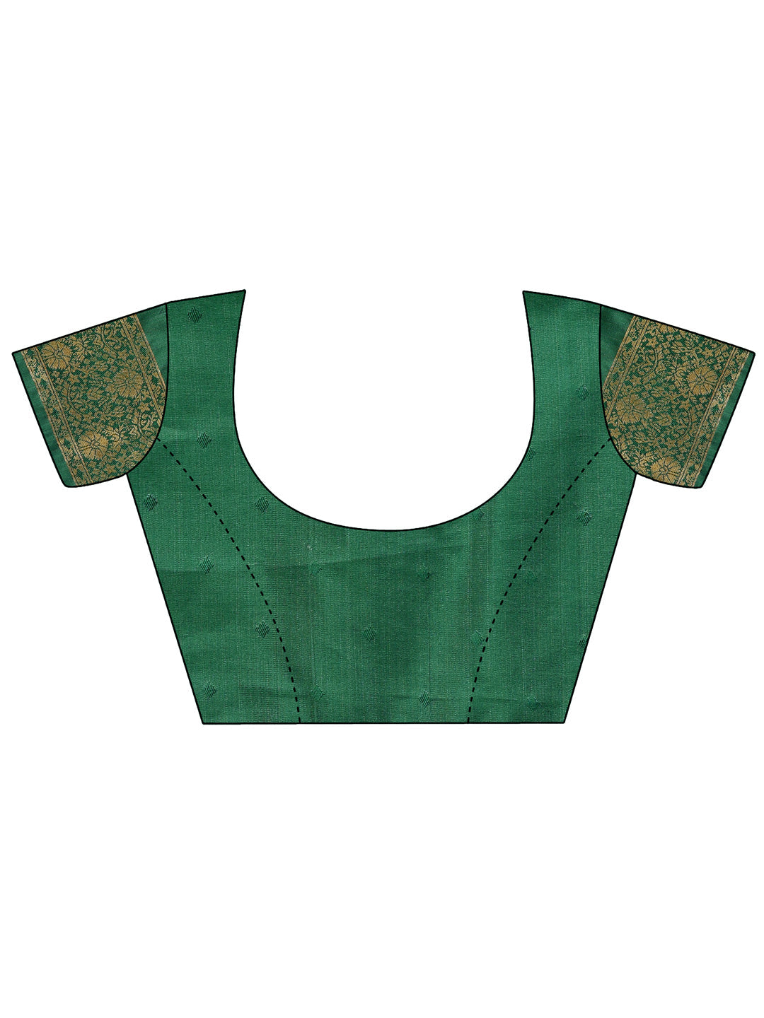 Cream and Green Banarasi Silk Saree with Woven Zari Work