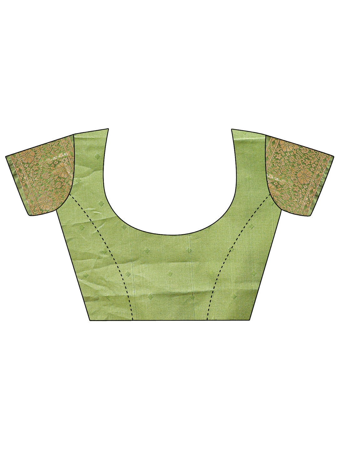 Cream & Light Green Banarasi Silk Zari Woven Tassel Saree