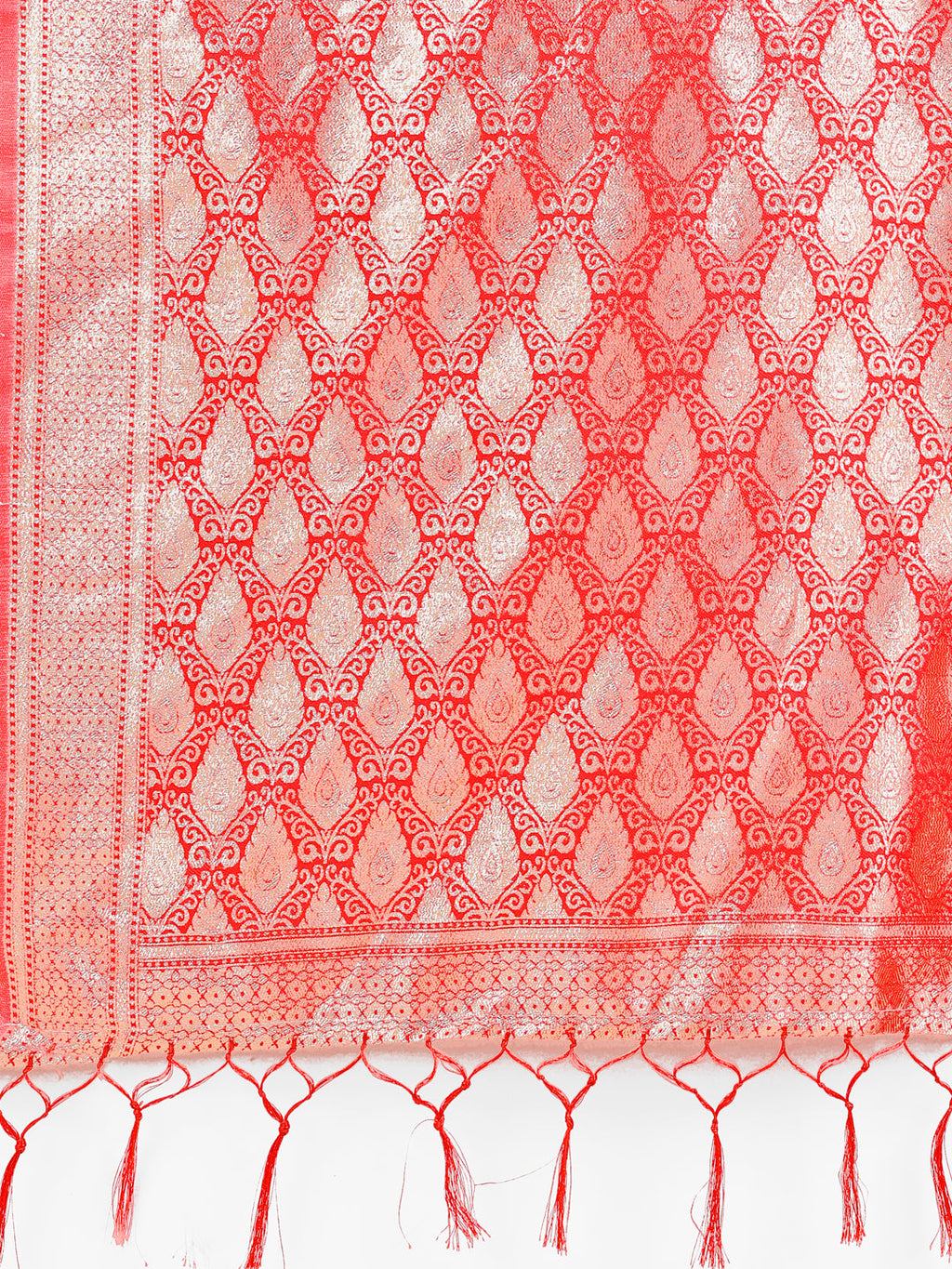 Shree Shyam Fashion Elegant Maroon Banarasi Cotton Saree with Zari Leaf Motifs and Rich Pallu - Traditional Indian Saree for Festive & Wedding Wear