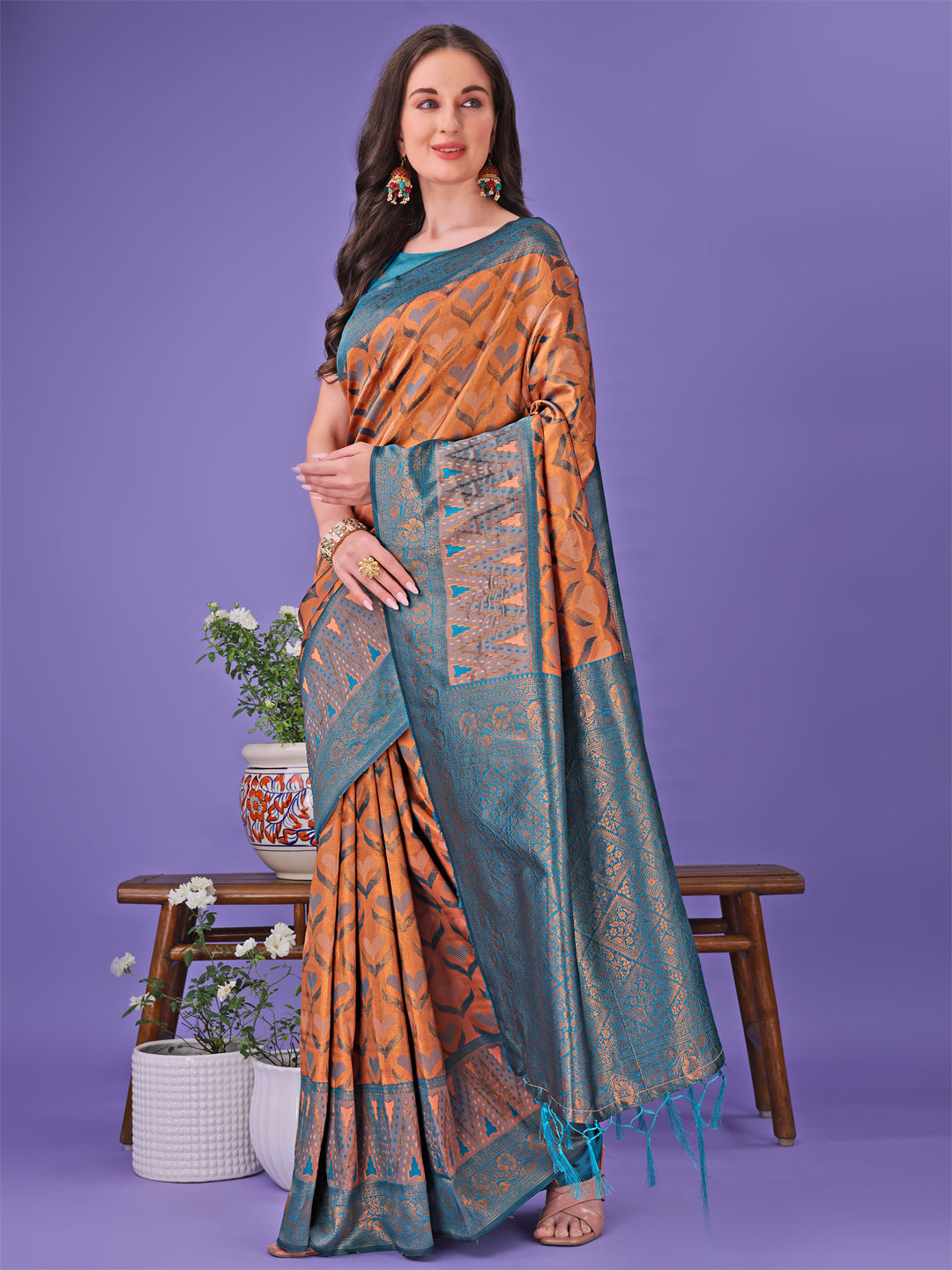 Radiant Lichi Silk Saree with Traditional Zari Work