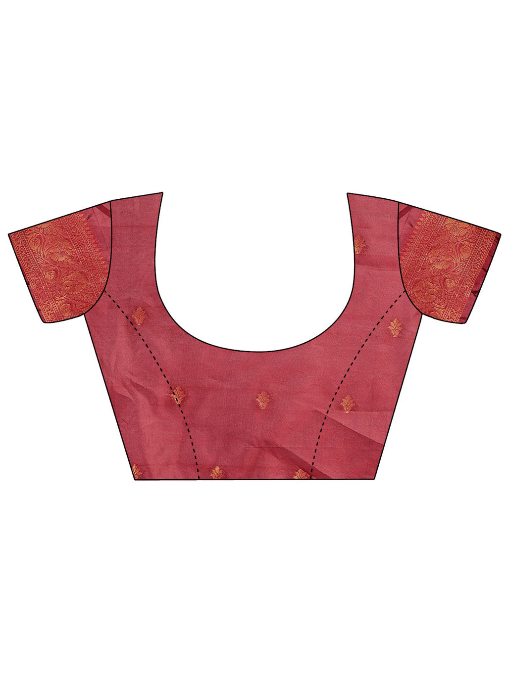Radiant Lichi Silk Saree in Maroon and Blue with Geometric Gold Print