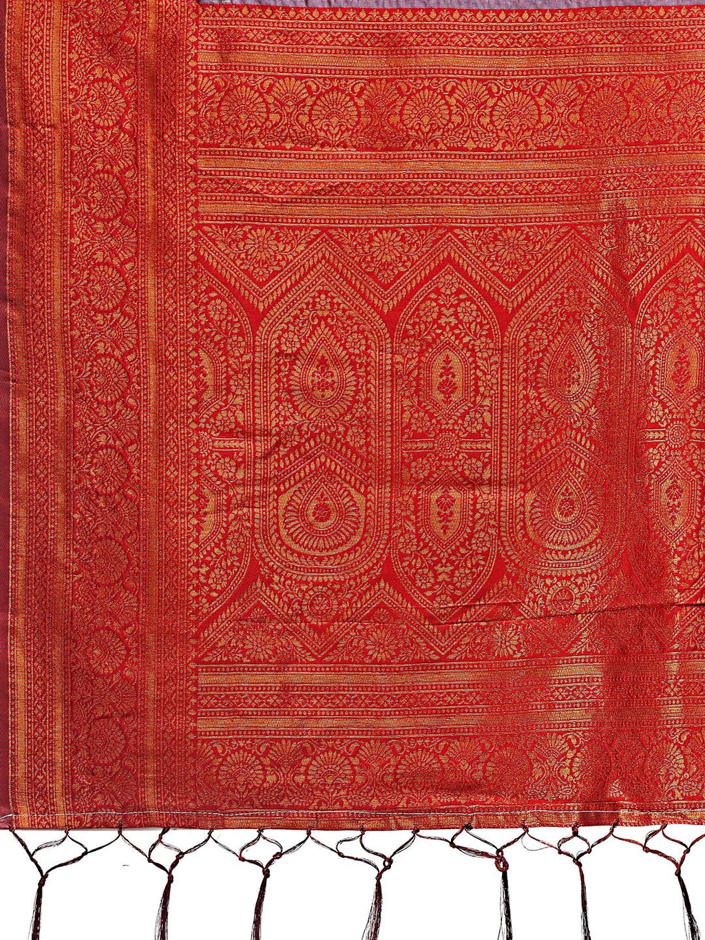 Majestic Red and Grey Silk Saree with Rich Woven Pallu