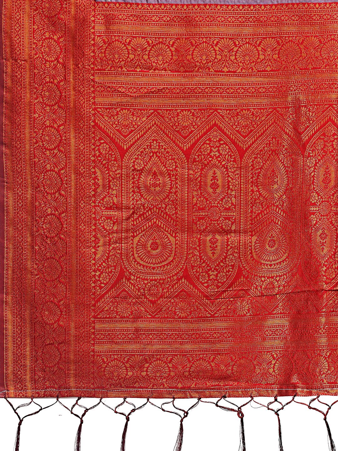 Majestic Red and Grey Silk Saree with Rich Woven Pallu