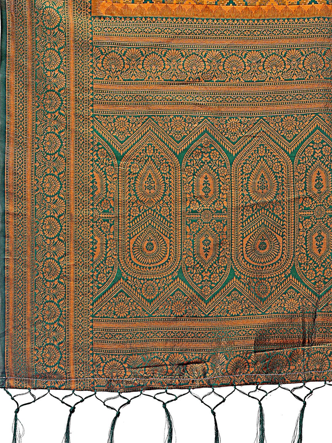 Majestic Green & Yellow Silk Saree with Rich Woven Pallu