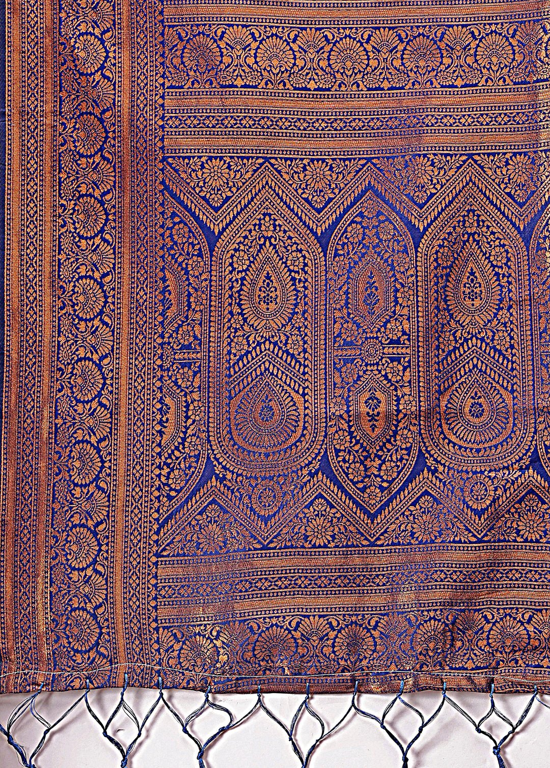 Majestic Red and Sky Blue Silk Saree with Rich Woven Pallu