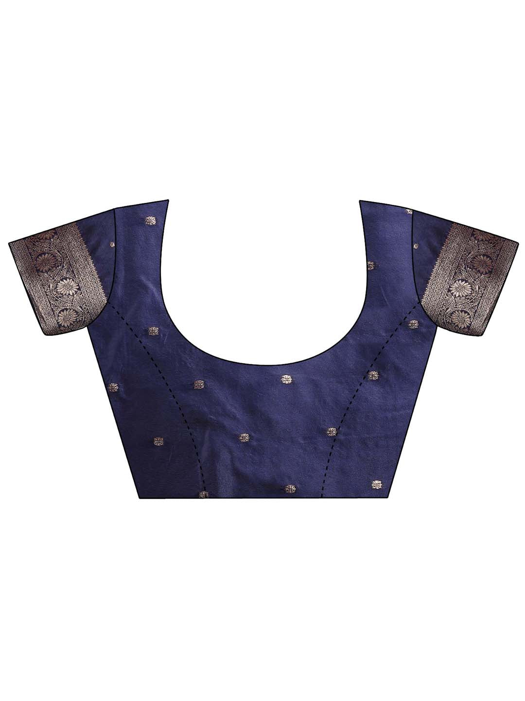 Navy Blue Banarasi Silk Saree with Elegant Zari Weaving