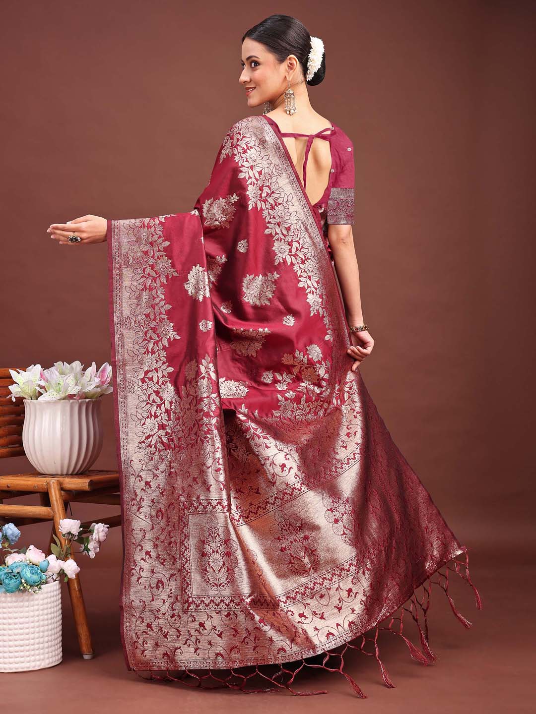 Shree Shyam Fashion Purple Banarasi Silk Saree with Zari Weaving - A Timeless Tale of Elegance