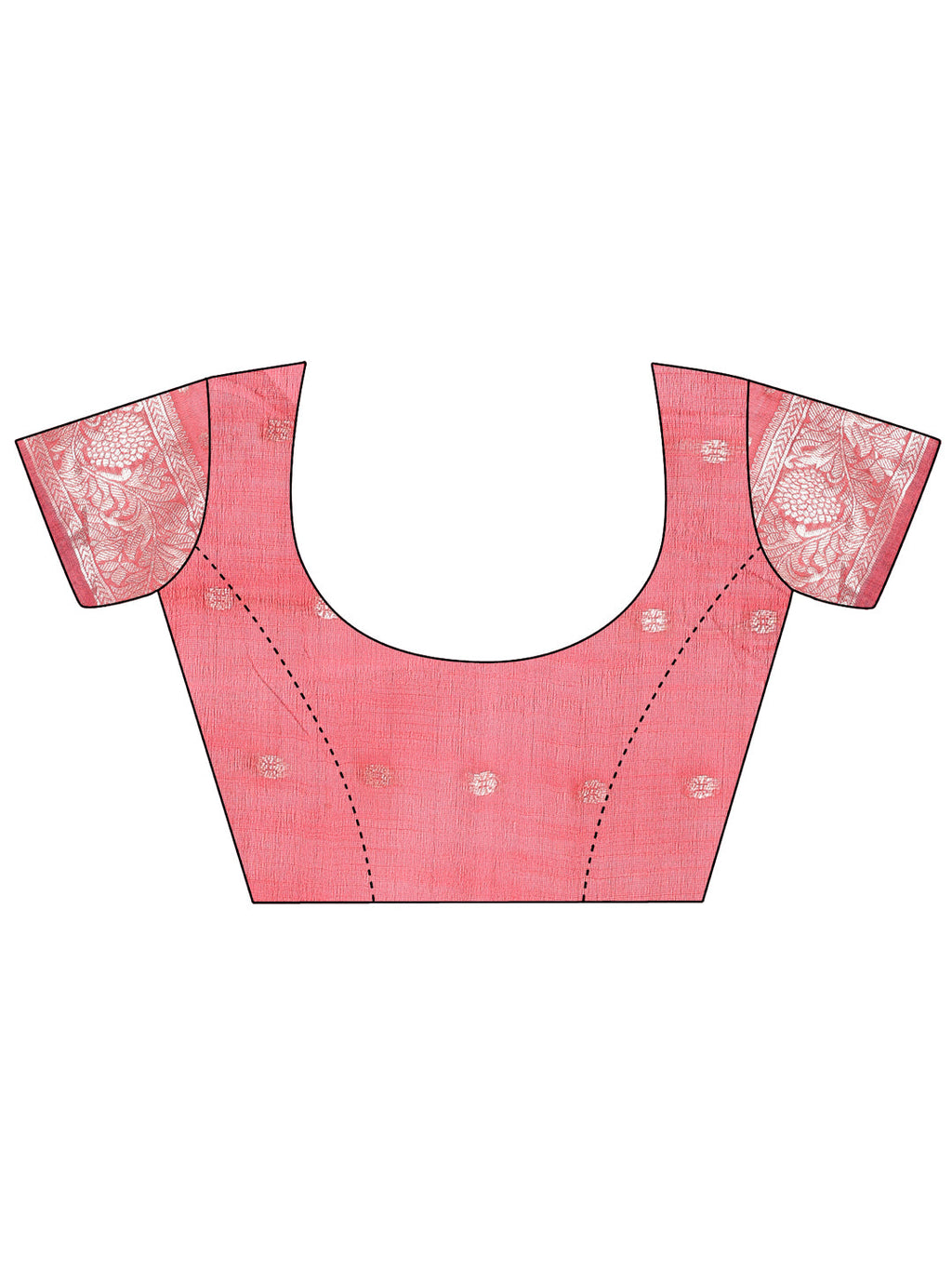 Pink Linen Cotton Saree with Zari Border and Woven Motifs