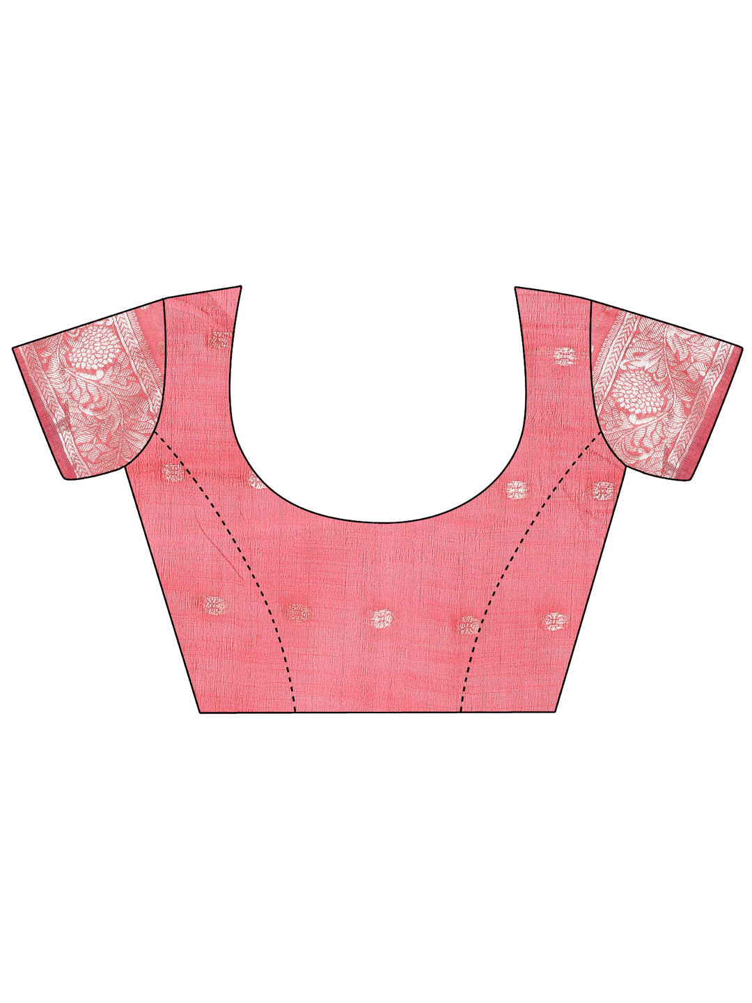 Pink Linen Cotton Saree with Zari Border and Woven Motifs