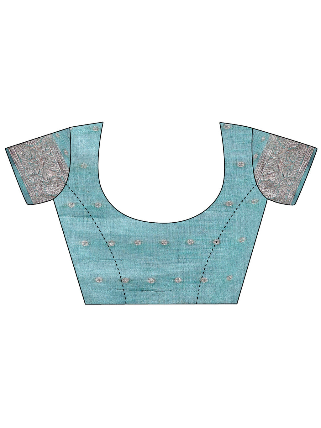 Sea Green Linen Cotton Saree with Zari Border & Motifs