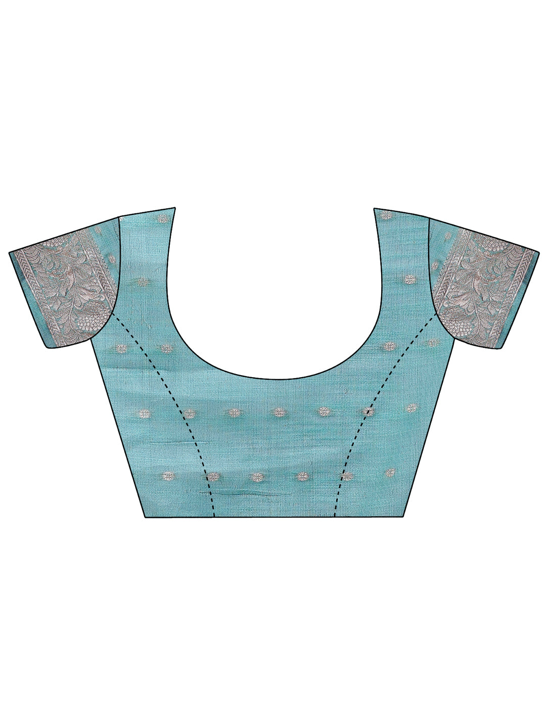 Sea Green Linen Cotton Saree with Zari Border & Motifs