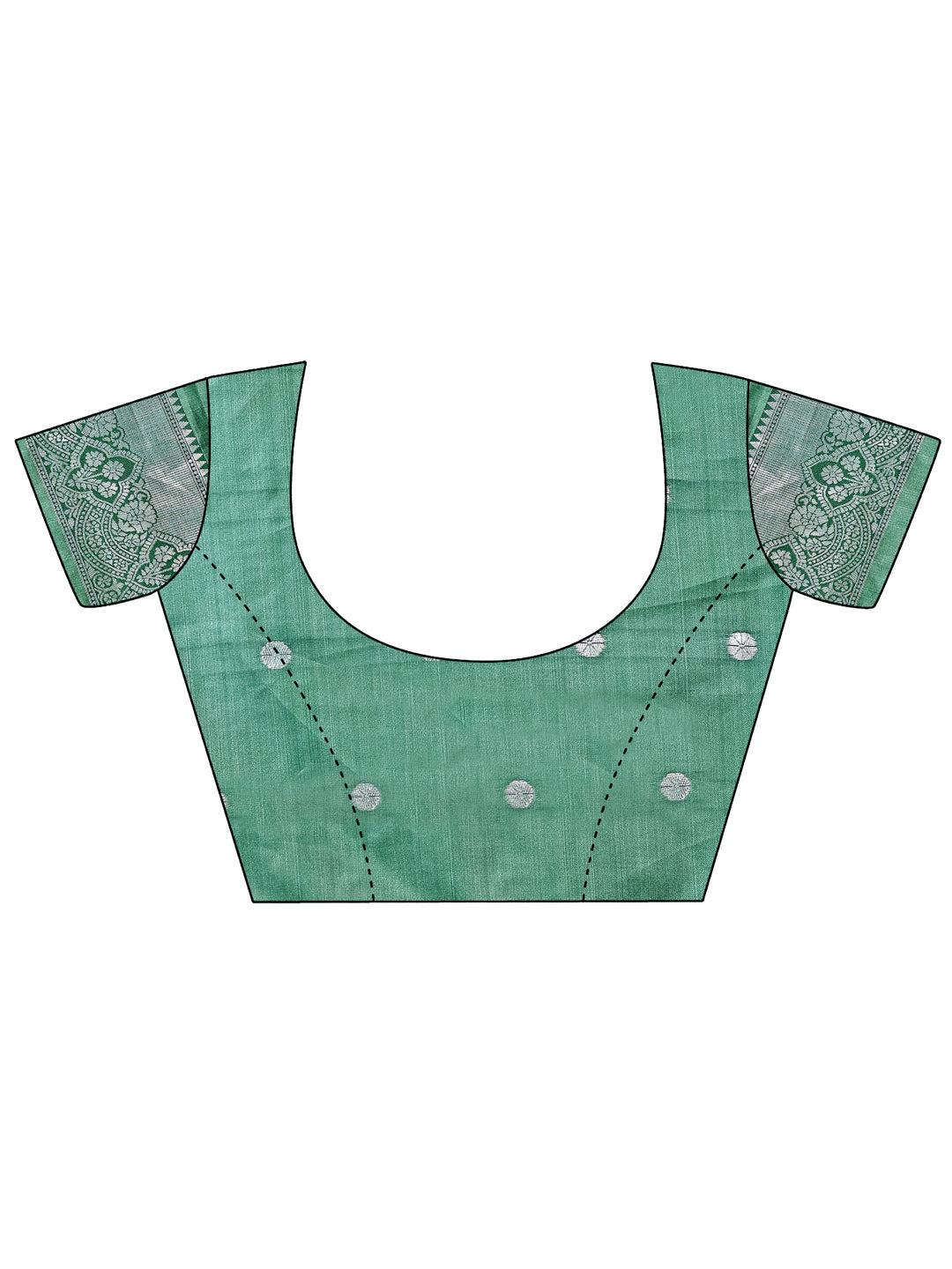 Dual-Tone Light & Dark Green Silk Saree with Paisley Pallu