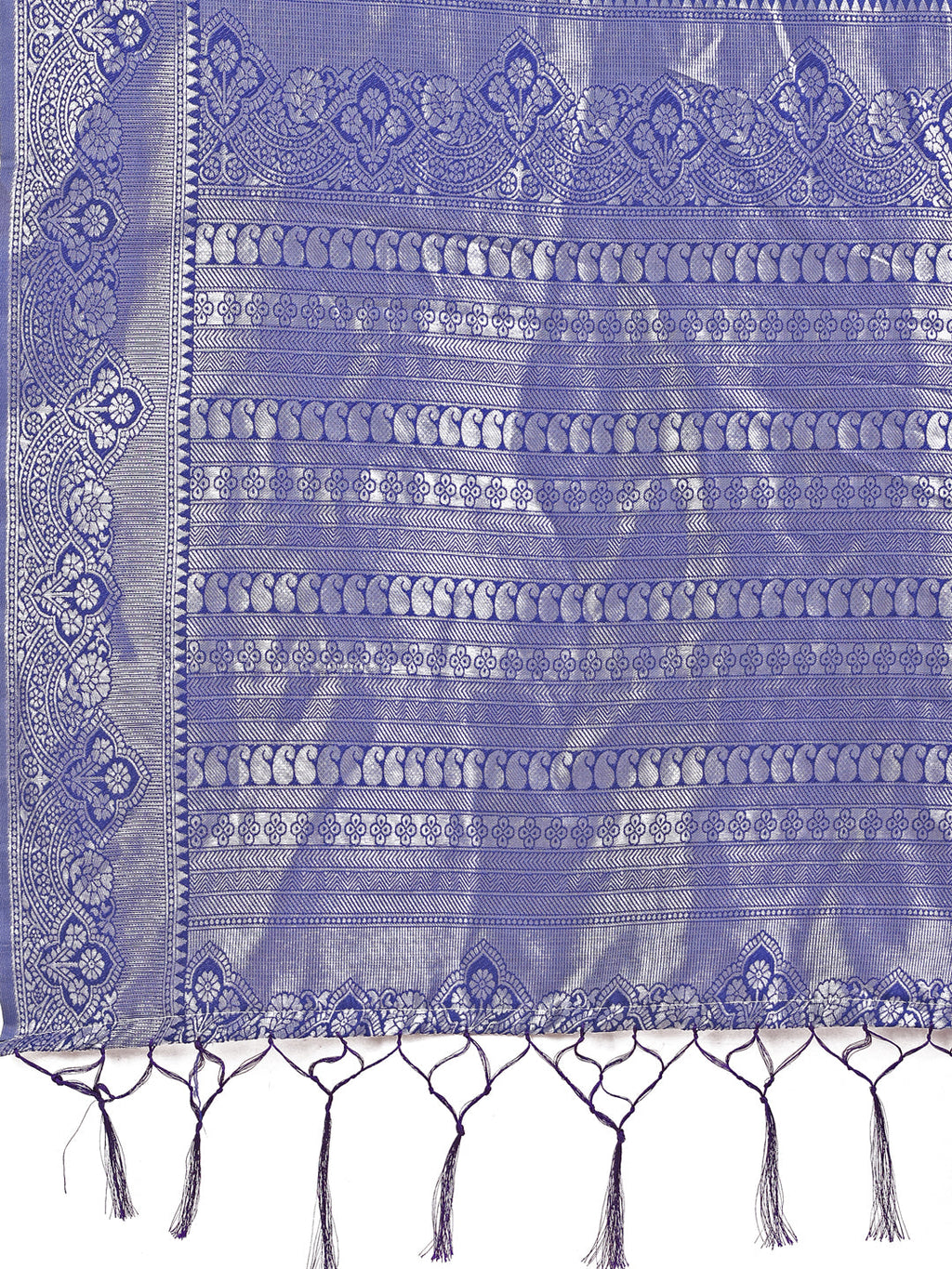 Dual-Tone Teal Silk Saree with Paisley Woven Border