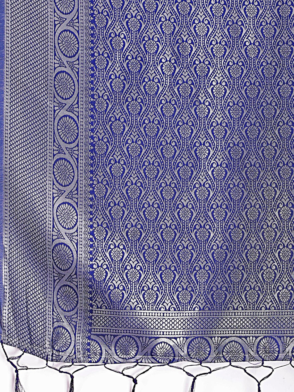 Sky Blue and Blue Banarasi Silk Saree with Rich Zari Woven Border