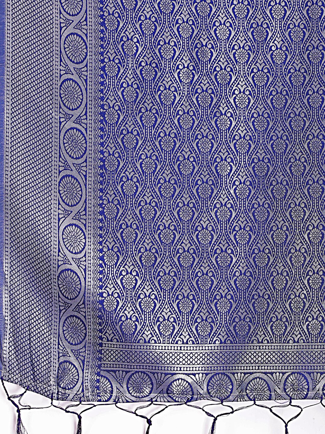 Sky Blue and Blue Banarasi Silk Saree with Rich Zari Woven Border