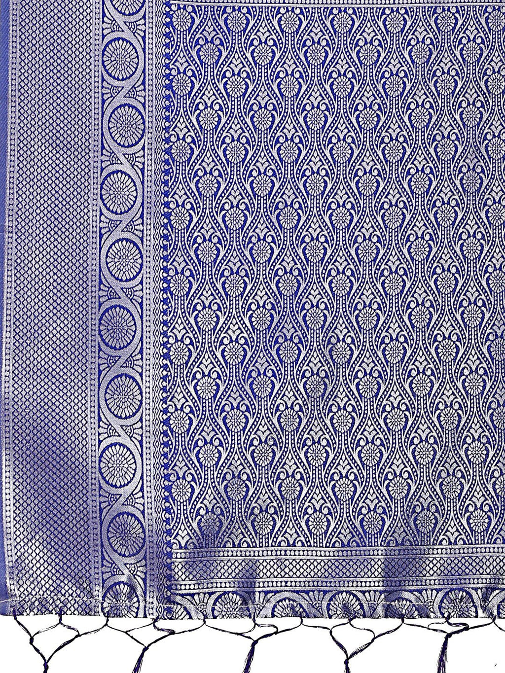 Teal and Blue Banarasi Silk Saree with Rich Zari Border