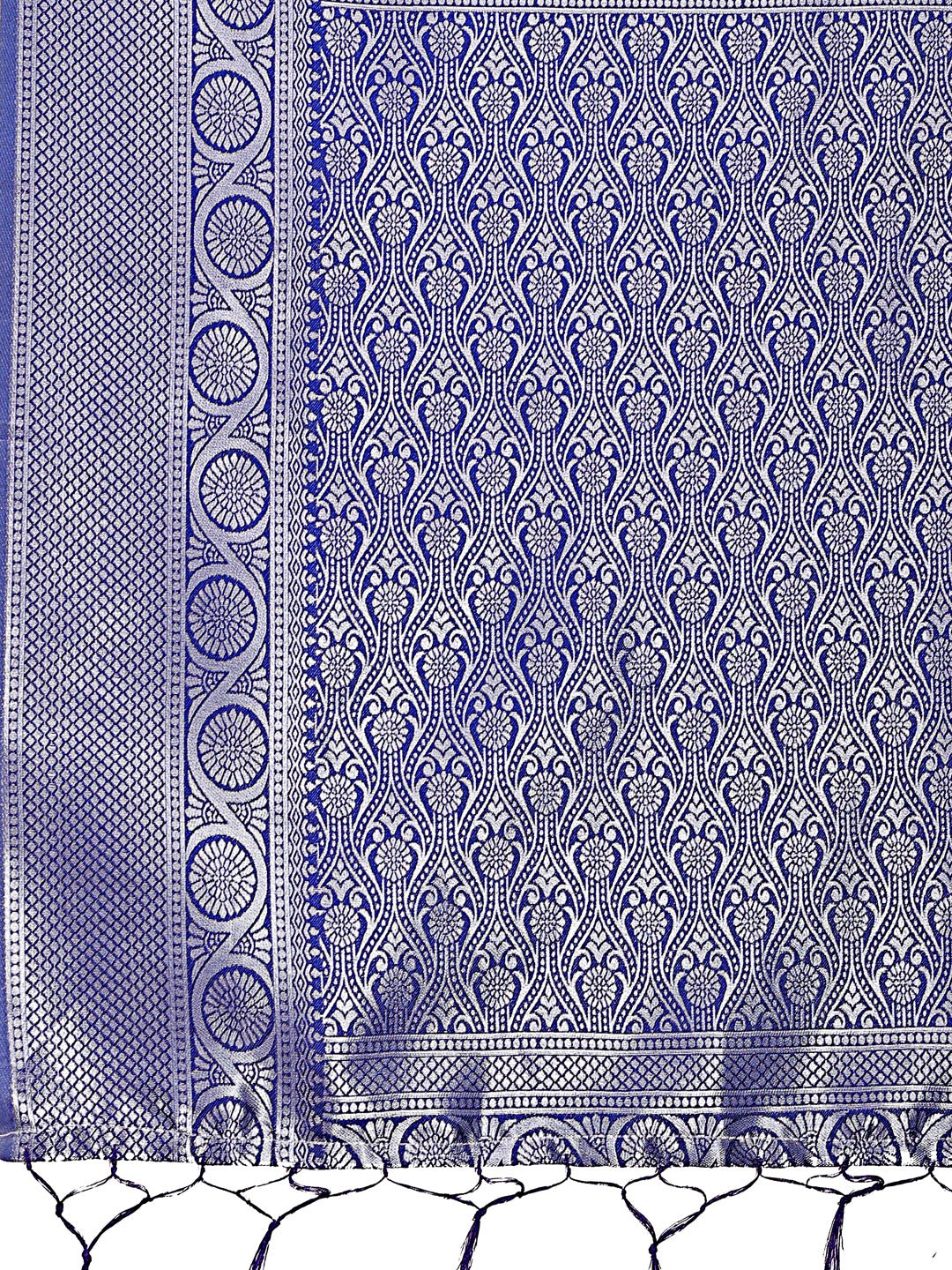 Teal and Blue Banarasi Silk Saree with Rich Zari Border