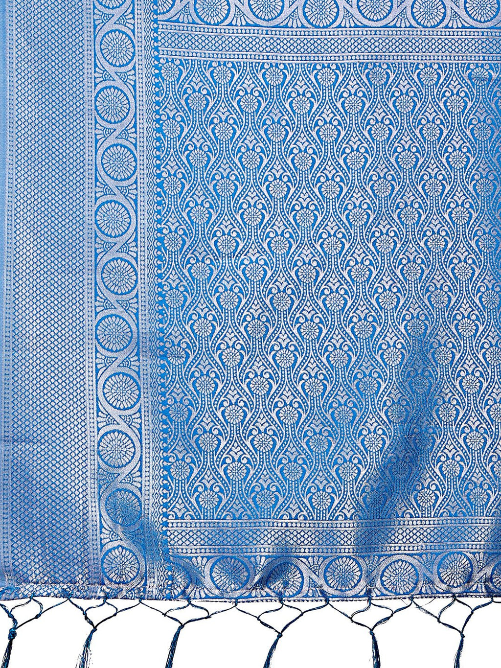 Peach & Blue Banarasi Silk Saree with Rich Zari Woven Border