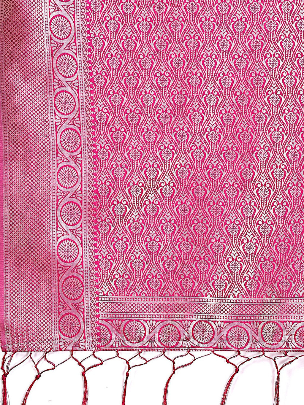 Light Pink and Pink Banarasi Silk Saree with Zari Border