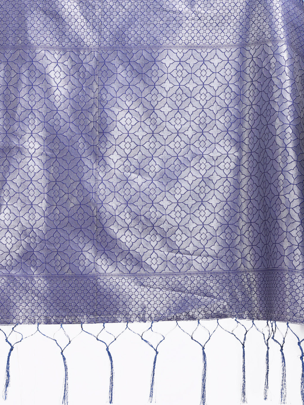 Sky Blue Lichi Silk Saree with Woven Zari and Tassel Details