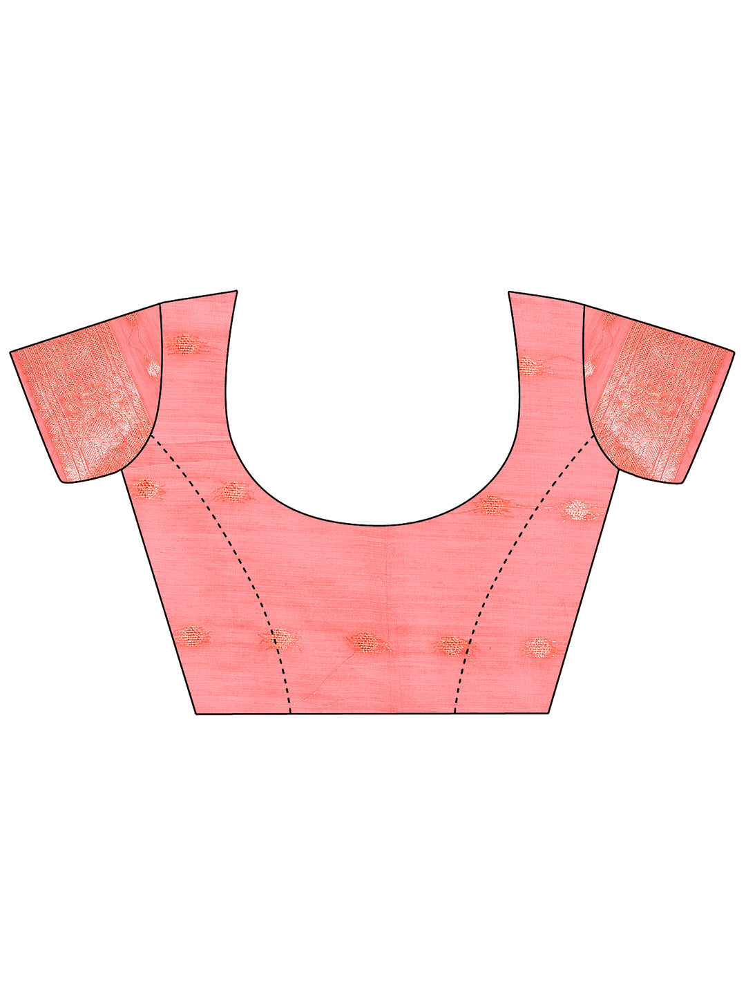 Peach Pink Linen Cotton Saree with Golden Zari Leaf Design