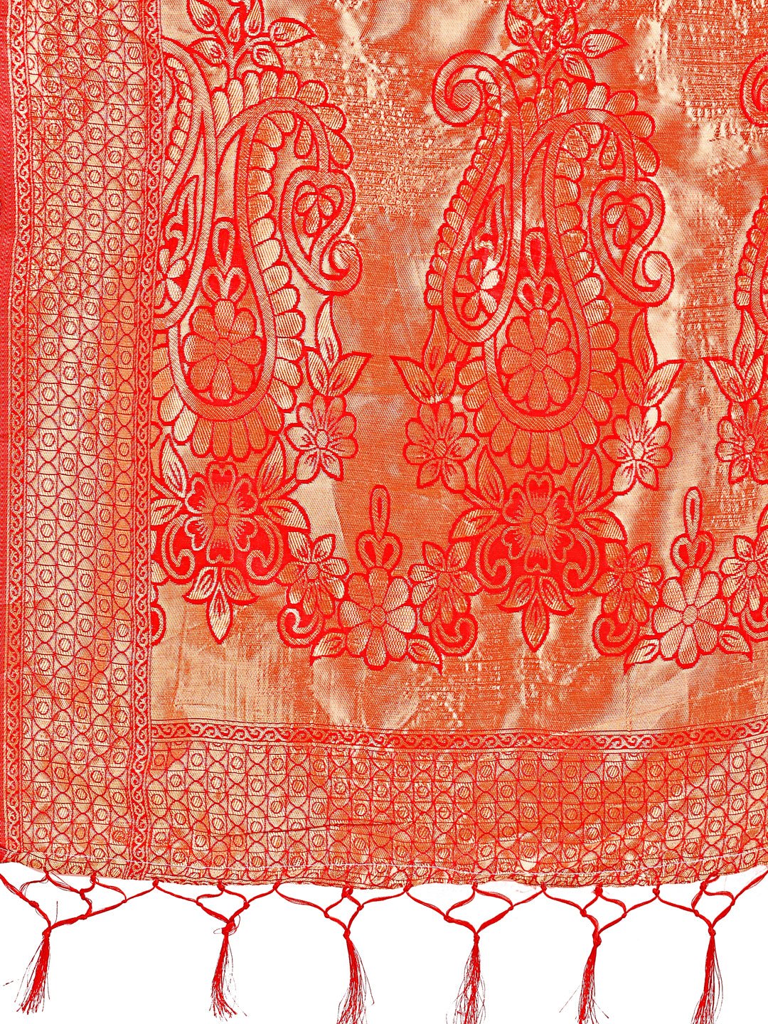 Majestic Maroon Silk Saree with Gold Zari & Floral Design