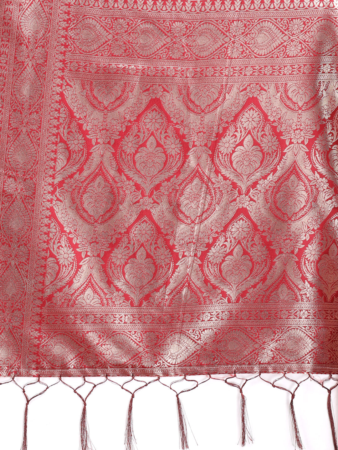 Cream & Red Linen Cotton Saree with Rich Zari Pallu
