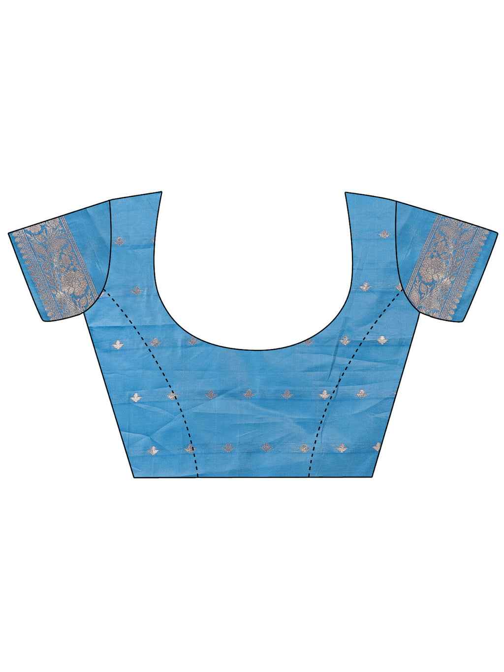 Off-White & Sky Blue Linen Cotton Saree with Zari Border