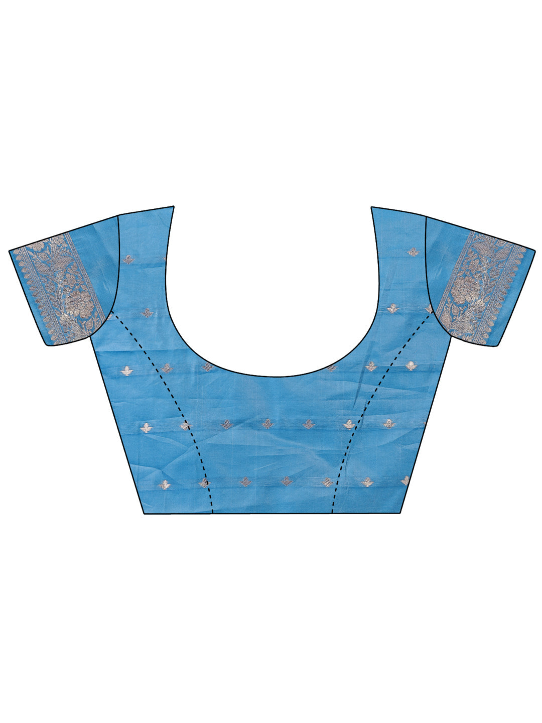 Off-White & Sky Blue Linen Cotton Saree with Zari Border