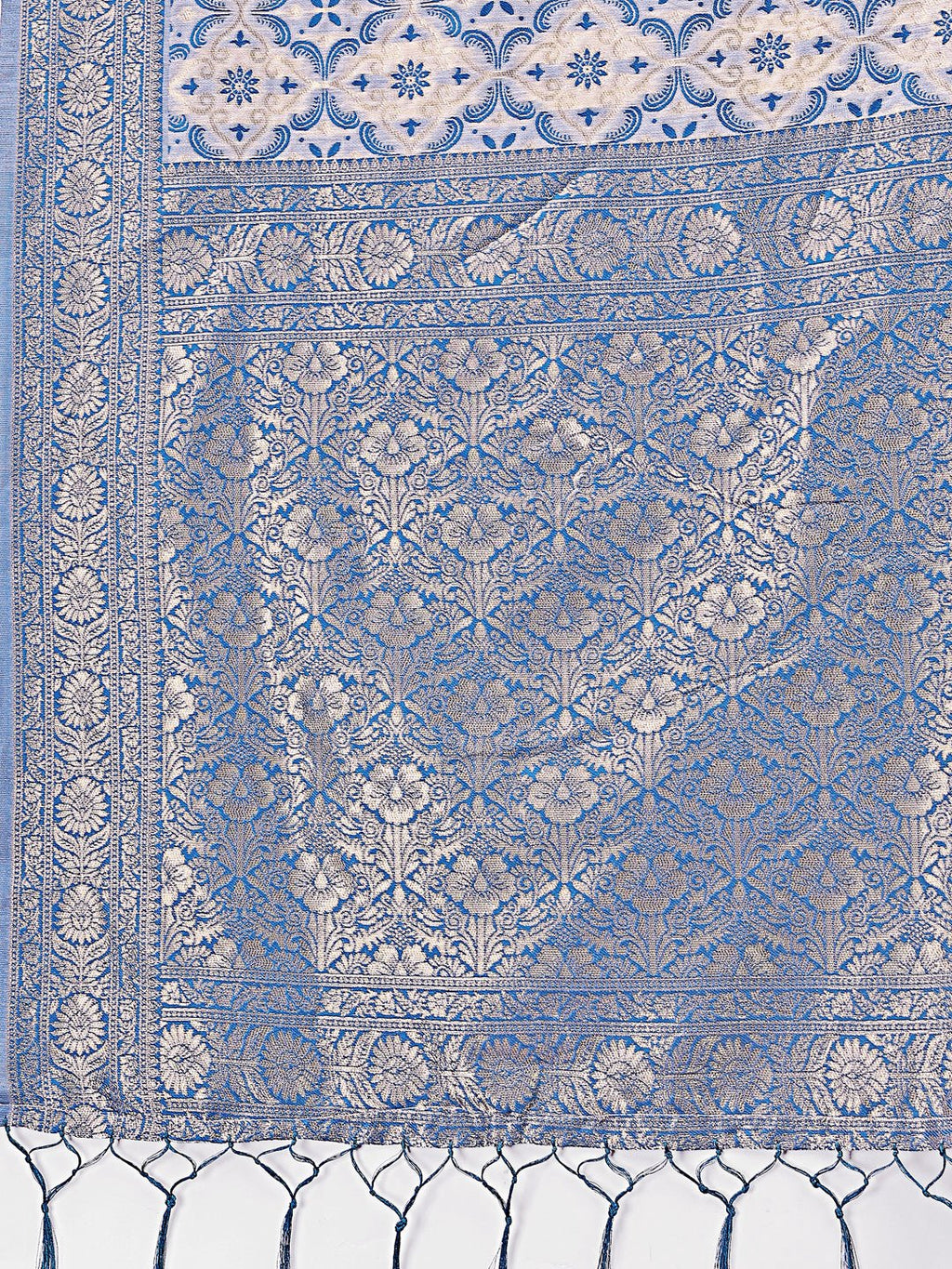 Sky Blue Linen Saree with Zari Work - Festive & Office Wear
