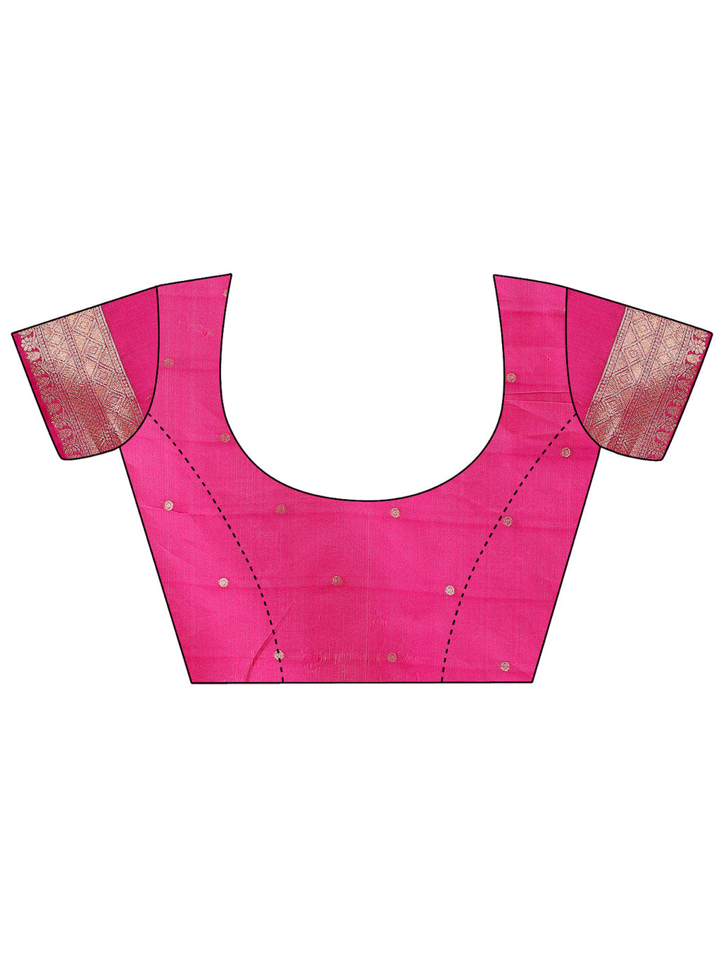 Pink & Cream Linen Saree with Geometric Design and Zari Border