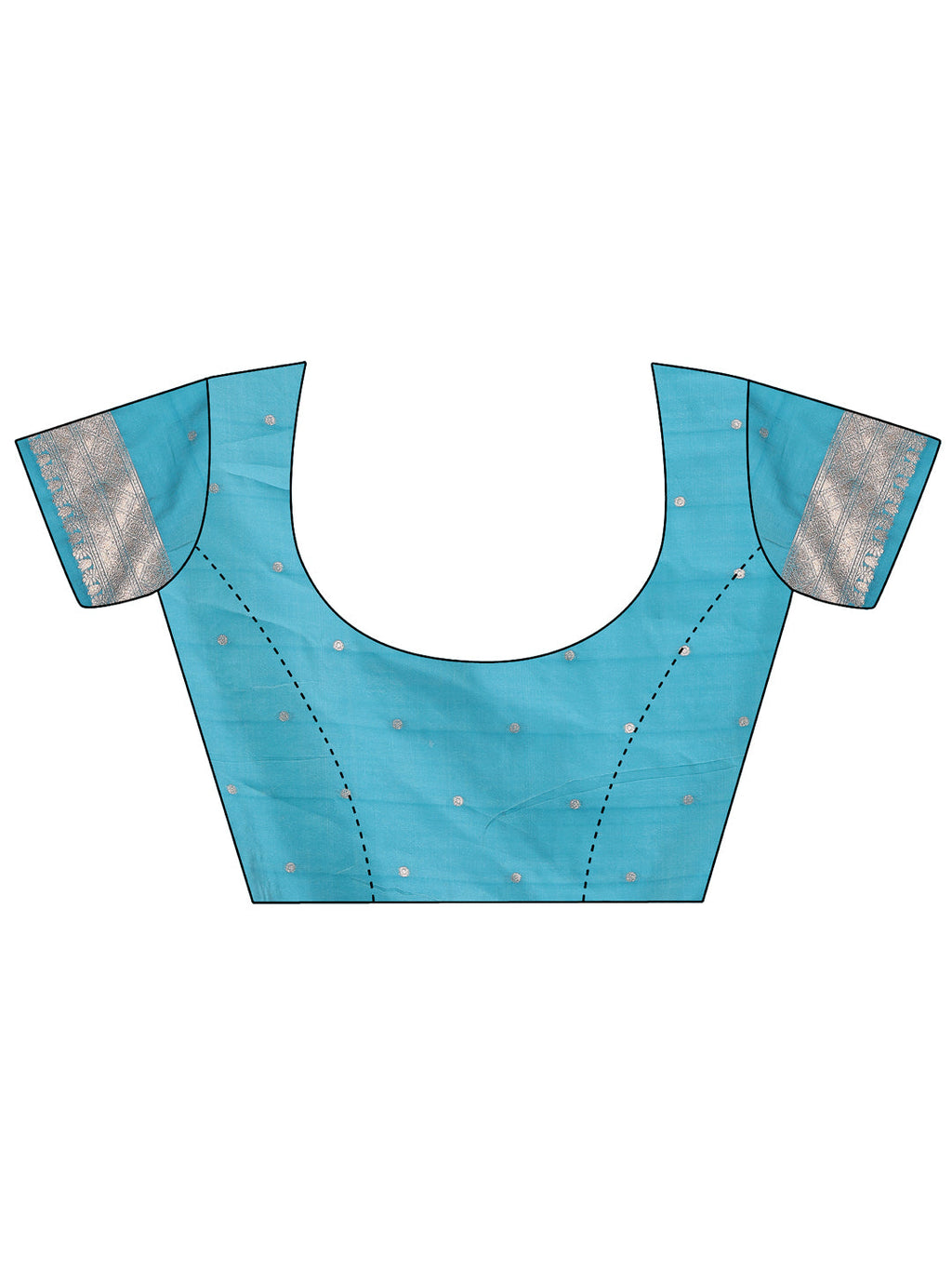 Sea Green & Cream Linen Saree with Geometric Zari Border