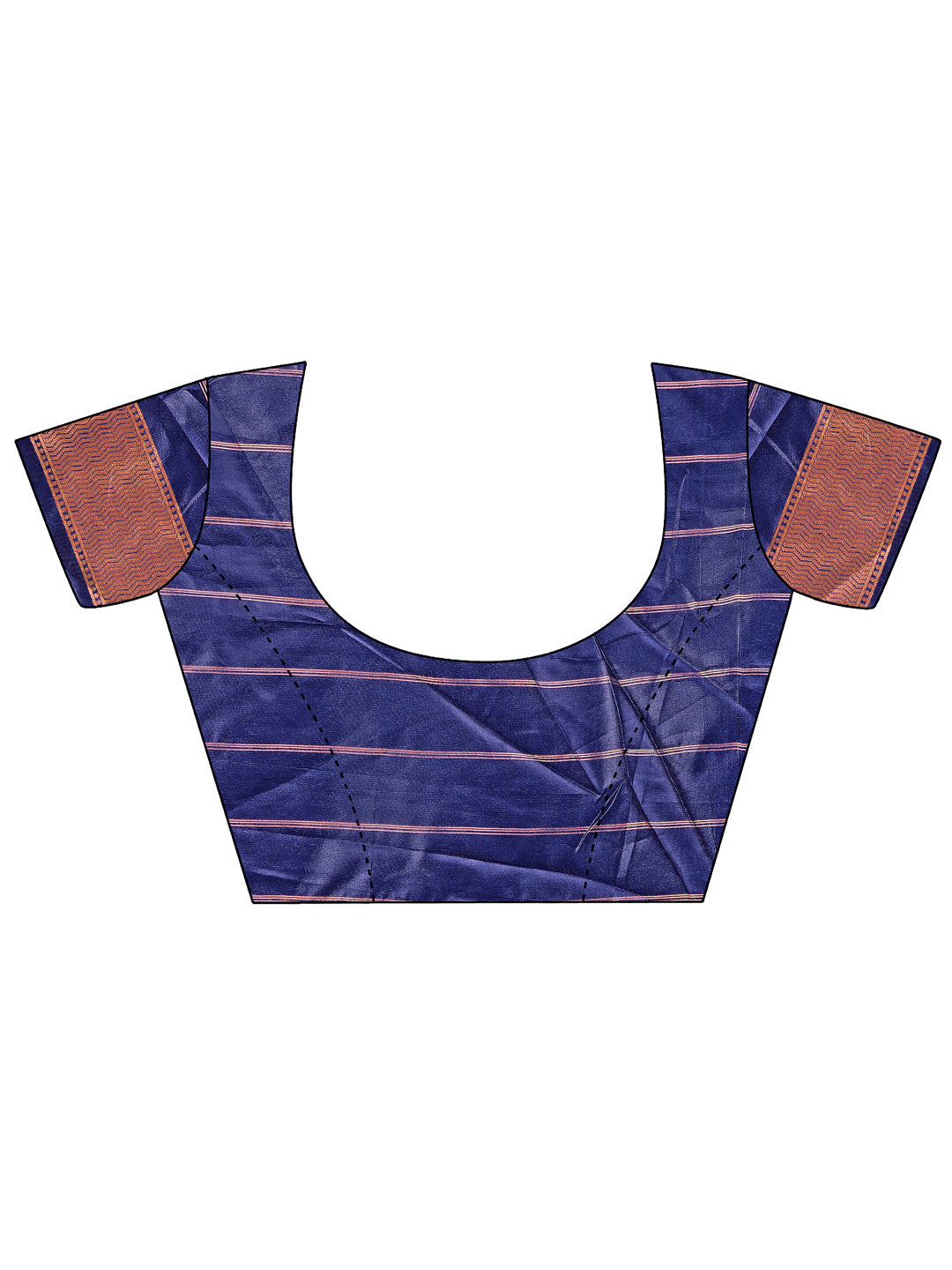 Copper & Navy Blue Banarasi Silk Saree with Colorful Pallu