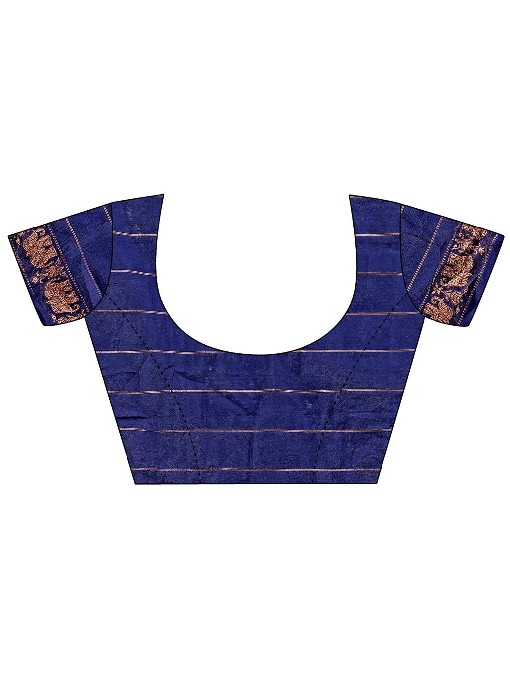 Navy Blue Banarasi Silk Saree with Gold Zari & Multicolor Pallu