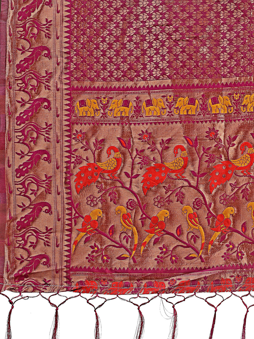 Fiery Purple Banarasi Silk Saree with Gold Zari
