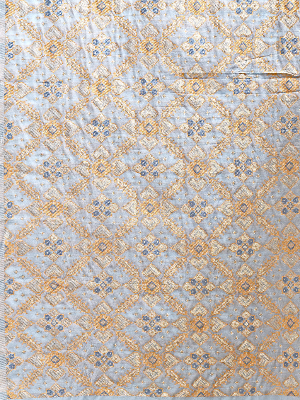 Sky Blue Cotton Woven Zari Saree with Traditional Tassels