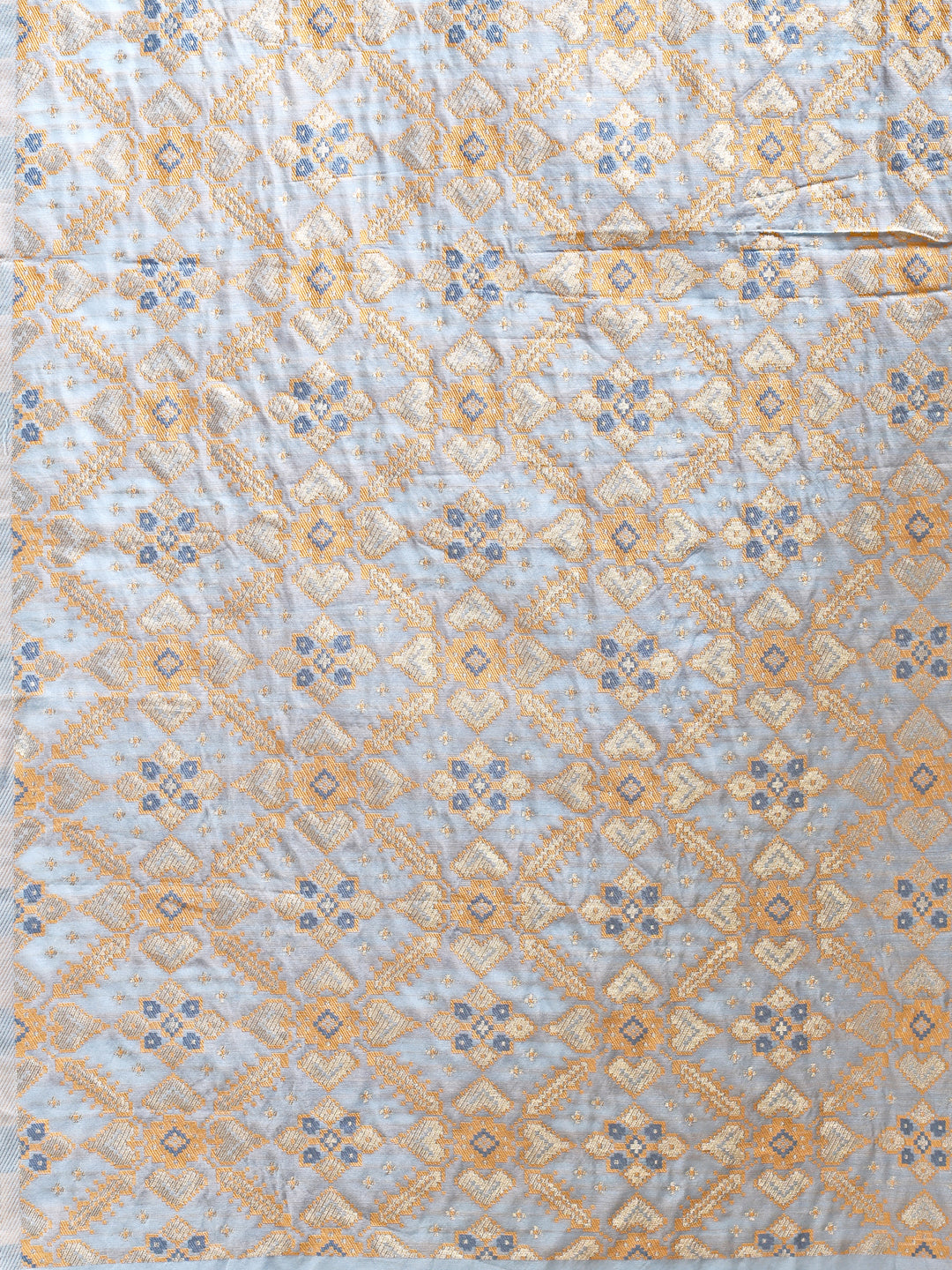 Sky Blue Cotton Woven Zari Saree with Traditional Tassels