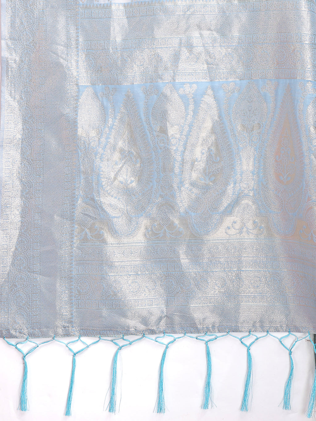 Sky Blue Linen Cotton Saree with Subtle Shimmer for Everyday Elegance