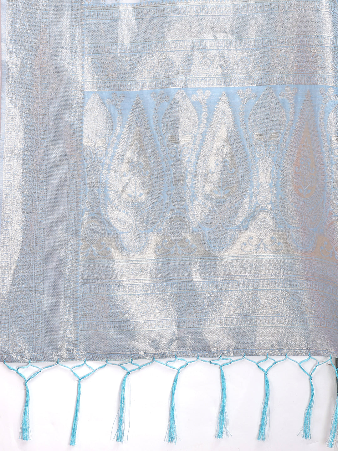 Sky Blue Linen Cotton Saree with Subtle Shimmer for Everyday Elegance